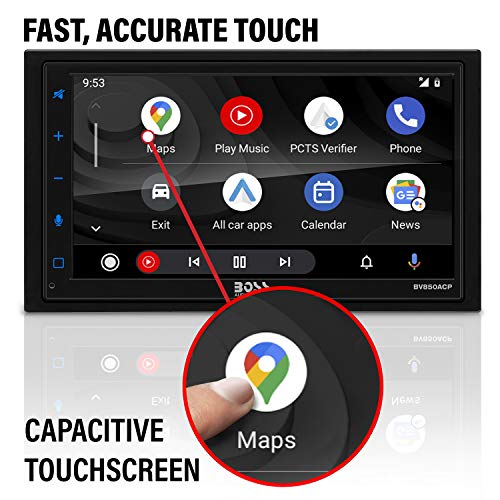 BOSS Audio Systems Elite BV850ACP Reproductor multimedia para coche con Apple CarPlay-Android Auto – Doble Din, pantalla táctil capacitiva LCD de 6,75 pulgadas, Bluetooth, USB, AM/FM, no CD/DVD, cámara trasera incluida