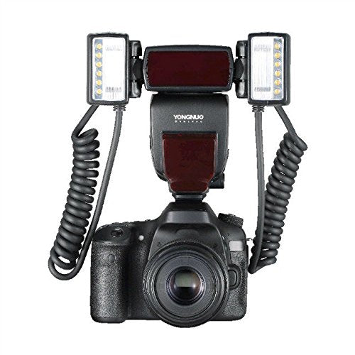 YONGNUO YN24EX YN-24EX 24EX, TTL Macro Ring Flash LED Macro Flash Speedlite, con 2 Cabezales de Flash y 4 Anillos adaptadores para Canon