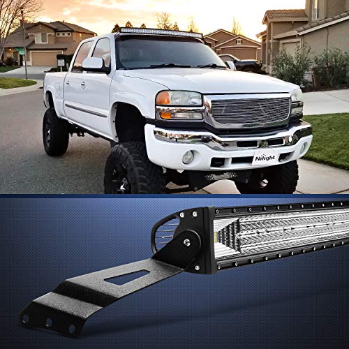 Nilight 2 soportes curvos de 52 pulgadas para barra de luz LED en la parte superior del techo del parabrisas para Chevy Silverado Suburban Avalanche Tahoe y GMC Yukon Sierra del 07 al 13
