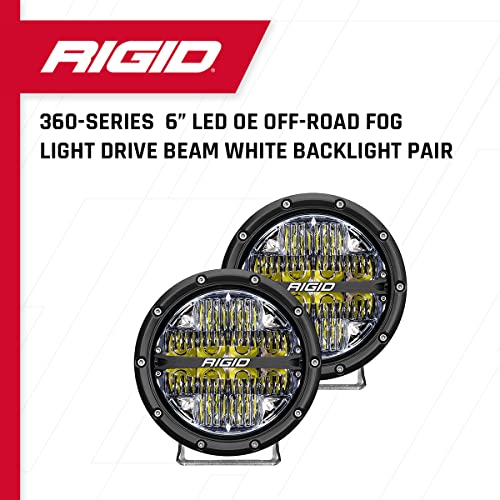 RIGID Industries - Luz LED Todoterreno de la Serie 360 de 6 Pulgadas para Velocidad Moderada de 20 a 50 mph Plus par de retroiluminación Blanca