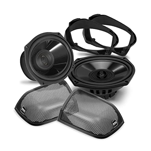 BOSS Audio Systems BHD14 Harley Davidson - Kit de altavoces de alforja de 6 x 9 pulgadas, se adapta a motocicletas seleccionadas de Road Glide y Street Glide 2014+, 300 vatios de potencia por par, rango completo, 2 vías, se vende en pares