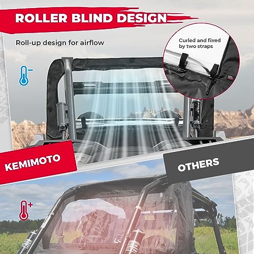 KEMIMOTO Parabrisas trasero suave compatible con Polaris RZR XP 1000, UTV parabrisas trasero transparente, duradero y portátil, compatible con Polaris RZR XP/XP 4 1000, 2016+ Polaris RZR XP/XP 4 Turbo 2014+