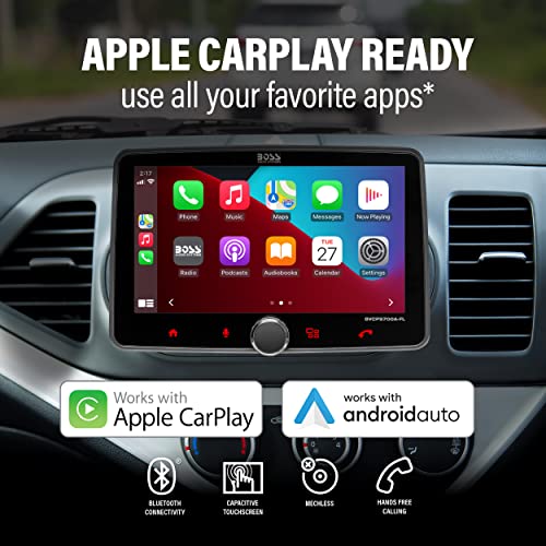 Boss Audio Systems Sistema estéreo para automóvil BVCP9700A-CFL: Apple CarPlay, Android Auto, DIN único con Pantalla táctil de 7 Pulgadas, Audio Bluetooth y Unidad de Llamadas, Receptor Radio