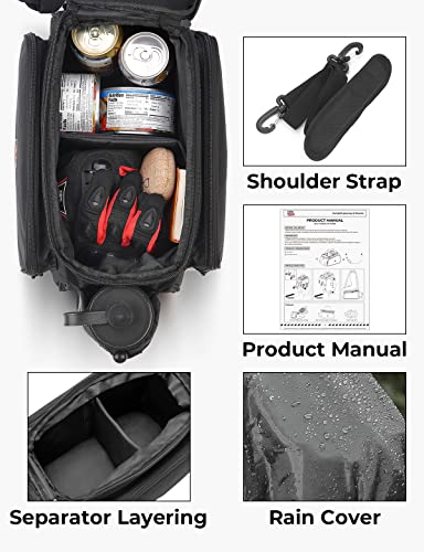 KEMIMOTO Bolsa trasera para bicicleta, bolsa para maletero de bicicleta, gran capacidad, resistente al agua, con cubierta de lluvia, bolsa para sillín de bicicleta, para compras, viajes, ciclismo