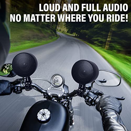 BOSS Audio Systems MCBK625BA - Sistema de sonido para altavoz de motocicleta - Bluetooth, amplificado, resistente a la intemperie, altavoces de 3 pulgadas, control de volumen multifunción, también se puede utilizar con vehículos UTV ATV