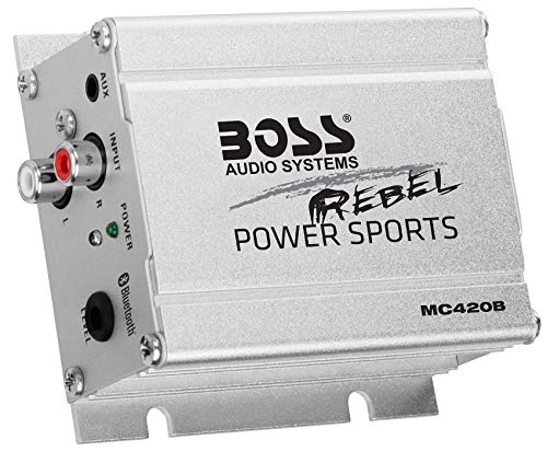 Boss MC420B - Altavoces Bluetooth de 600 W, sistema de manubrio amplificador, motocicleta/ATV