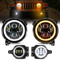 Auxbeam 2024 - Luces LED redondas mejoradas de 9 pulgadas + luces antiniebla de 4 pulgadas para Jeep Wrangler JL JLU Sport Sahara Rubicon Gladiator JT con DRL y señal de giro, luz redonda