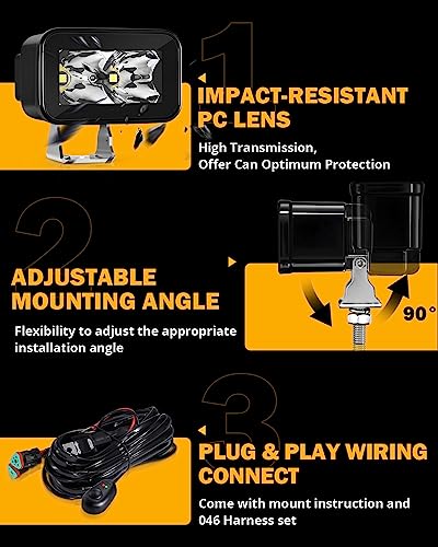 Auxbeam LED Light Pods with Side Shooter