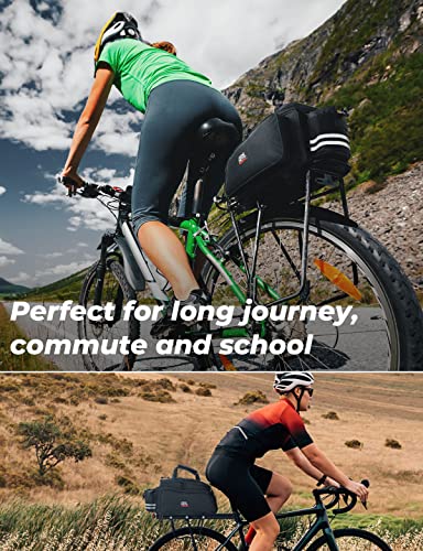 KEMIMOTO Bolsa trasera para bicicleta, bolsa para maletero de bicicleta, gran capacidad, resistente al agua, con cubierta de lluvia, bolsa para sillín de bicicleta, para compras, viajes, ciclismo