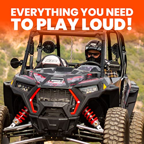 BOSS Audio Systems Receptor de calibre BPRZR5, sistema de 5 altavoces para modelos Polaris RZR 900S, 1000 y Turbo 2 y 4 asientos, receptor clasificado IPX6, Bluetooth, resistente a la intemperie, USB, sintonizador AM/FM, sin reproductor de CD