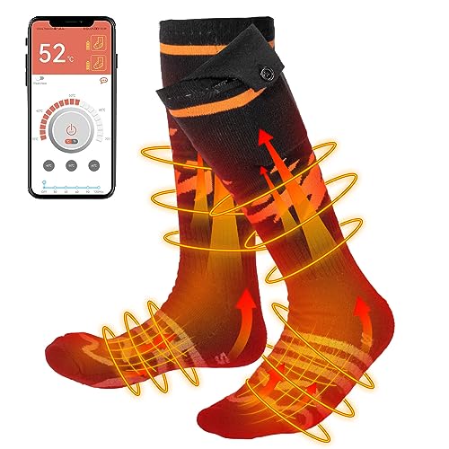 KEMIMOTO 2023 - Calcetines calefaccionados unisex con control de aplicación, calcetines eléctricos recargables para caza, senderismo, camping, esquí, invierno al aire última intervensión