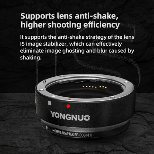 YONGNUO EF-EOS M II Lens Mount Adapter Ring, Auto Focus Adjustable Aperture, Control Converter Ring for Canon EF/EF-S Lens to Canon EOS-M (EF-M Mount)
