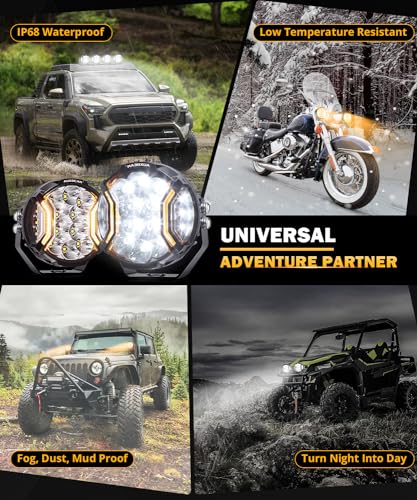 Auxbeam - Luces LED para disparos laterales de 5 pulgadas, 172 W, serie V-Ultra 20400 lm, luz LED todoterreno, luz ámbar DRL y foco, barra de luz de conducción de 270° más ancha con cubiertas