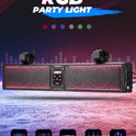 KEMIMOTO Barra de sonido UTV de 6 altavoces impermeables, Bluetooth, sincronización de música, multicolor, luces SxS de 26 pulgadas, barra de sonido inalámbrica para carrito de golf UTV con barra de rollo de 1.7-2.25 pulgadas