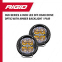 Rigid Industries 36118 Serie 360 Luz LED Todoterreno de 4 Pulgadas para Velocidad Moderada de 20 a 50 mph más par de retroiluminación ámbar