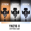 YONGNUO YN216 II - Luz LED de vídeo, temperatura de color ajustable 3200K-5600K, para Canon Nikon Pentax Olympus Samsung