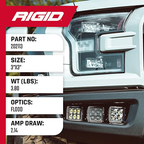 Rigid Industries - Serie D PRO - Luces LED de montaje en superficie de inundación, luces LED de 3 pulgadas, fácil de instalar, accesorios todoterreno, 50.000 horas de vida útil (2 unidades, carcasa negra, 202113)