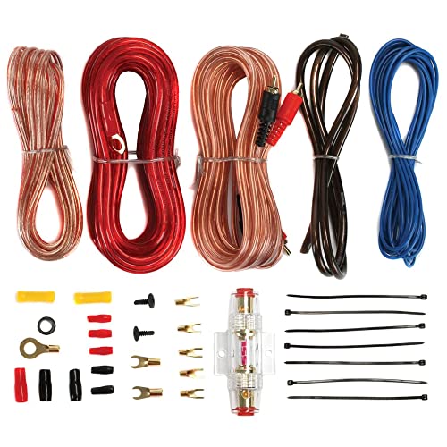 Boss Audio CPBK2 2 farad 20 voltios LED de voltaje digital para coche condensador de potencia y Soundstorm AKS8 calibre 8 amplificador de coche kit completo de cableado