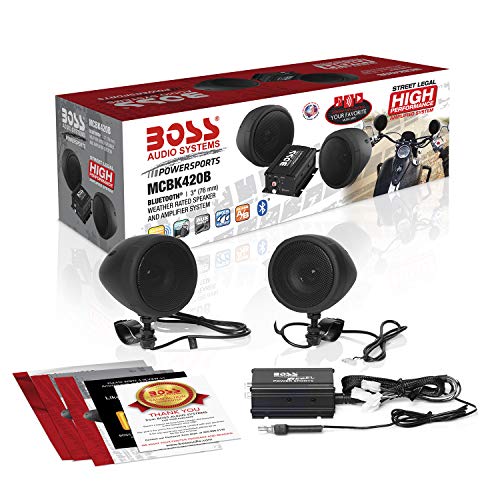 BOSS Audio Systems - Altavoces para motocicleta de 3 pulgadas y sistema de sonido amplificador de audio - Amplificador compacto clase D, resistente a la intemperie