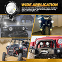 Auxbeam - Luces LED redondas de 4 pulgadas y 90 W, color ámbar de 9000 lm, luces antiniebla superbrillantes redondas con kit de arnés de cableado, luz de cápsula para camión, SUV, ATV, UTV, Jeep Wrangler motocicleta