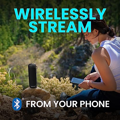 BOSS Audio Systems BOLT - Altavoz portátil inalámbrico Bluetooth – negro, altavoces fuertes de 1.5 pulgadas con graves, resistente a la intemperie, linterna, se vende en pares, para exteriores, hogar, fiesta, iPhone, computadora, computadora