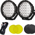 BIGLIONX - Luces LED redondas todoterreno de 7 pulgadas, 2 unidades de 210 W 32000 lm, luces LED todoterreno súper brillantes, luces de conducción ámbar con arnés de cableado IP68 para camiones, camionetas, camionetas, ATV, UTV, SUV