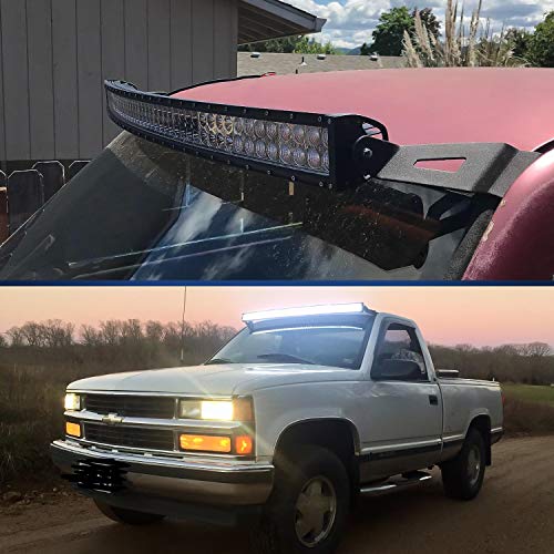 Nilight 2 soportes curvos de 52 pulgadas para barra de luz LED en la parte superior del techo del parabrisas para Chevy Silverado Suburban Avalanche Tahoe y GMC Yukon Sierra del 07 al 13