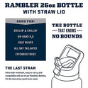 YETI Rambler 26 oz Bottle, Vacuum Insulated, Stainless Steel with Straw Cap
