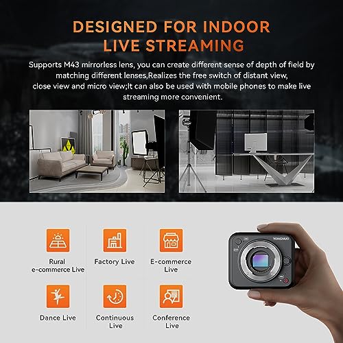 YONGNUO YN433 4K Cámara digital sin espejo, para transmisión en vivo en interiores, grabación continua de video Full HD, ligero, sistema de lentes Micro Cuatro Tercios M43, para lente de cámara