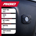 Rigid Industries Ignite - Kit de Respaldo para Montaje Empotrado, Color Negro, Accesorios de Montaje para Uso Todoterreno