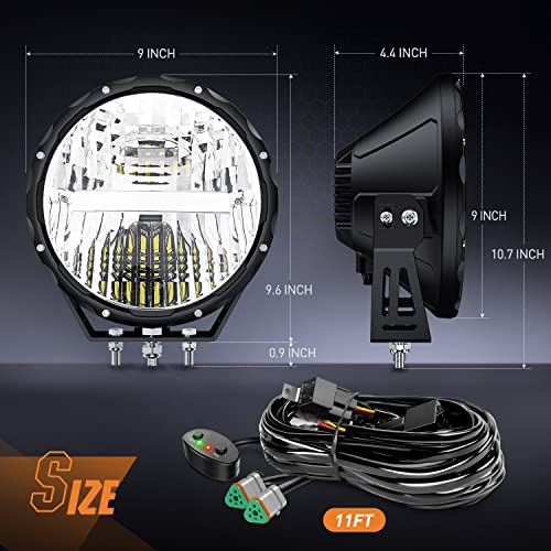 Nilight 7Inch Round Offroad Lights 2PCS 120W High Low Beam IP68 LED Driving Lights Pods Built-in EMC with 14AWG DT Connector Wiring Harness Kit for Truck ATV UTV SUV, 5 Years Warranty