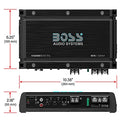 BOSS Audio Systems OX1.5KM Onyx Series - Amplificador de subwoofer de audio para coche, 1500 de alta salida, clase A/B, 2/4 ohmios, entradas de nivel bajo/alto, cruce de paso bajo, potencia MOSFET,