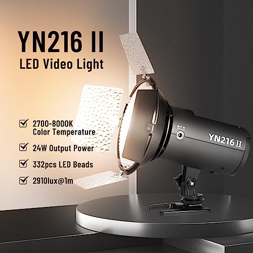 YONGNUO YN216 II - Luz LED de vídeo, temperatura de color ajustable 3200K-5600K, para Canon Nikon Pentax Olympus Samsung
