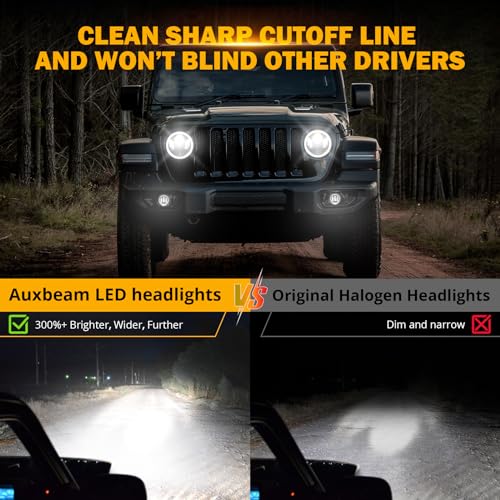 Auxbeam 2024 - Luces LED redondas mejoradas de 9 pulgadas + luces antiniebla de 4 pulgadas para Jeep Wrangler JL JLU Sport Sahara Rubicon Gladiator JT con DRL y señal de giro, luz redonda