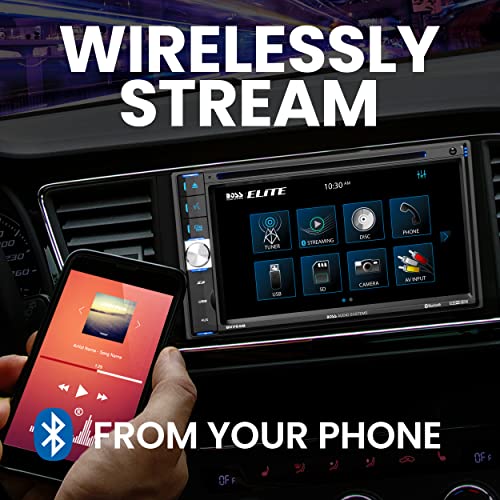 BOSS Audio Systems Elite BV765B - Reproductor de DVD para coche, doble din, audio Bluetooth y llamadas manos libres, pantalla táctil LCD de 6,5 pulgadas, MP3, CD, DVD, USB, SD, entrada auxiliar, receptor de radio AM/FM