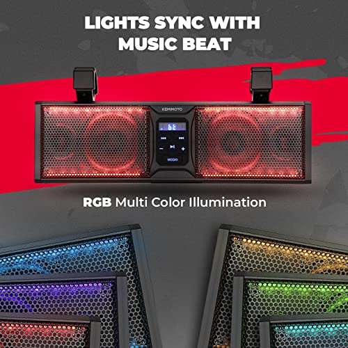 KEMIMOTO - Barra de sonido UTV de 16 pulgadas, sistema de sonido UTV, altavoces SXS, impermeable, conectividad Bluetooth con iluminación LED multicolor compatible con Polaris RZR Can-Am Defender Maverick