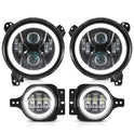 Auxbeam 2024 - Luces LED redondas mejoradas de 9 pulgadas + luces antiniebla de 4 pulgadas para Jeep Wrangler JL JLU Sport Sahara Rubicon Gladiator JT con DRL y señal de giro, luz redonda