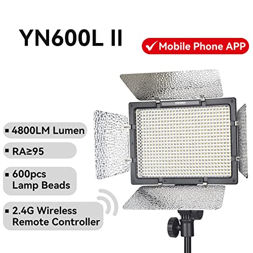 YONGNUO YN600LII YN600L II Pro - Luz LED de Estudio con Temperatura de Color de 5600 K y Brillo Ajustable, para Las cámaras SLR, videocámaras Canon Nikon Pentax Olympus Samsung Panasonic