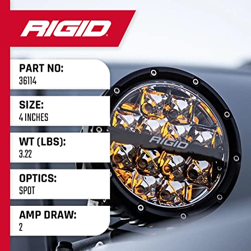 Rigid Industries - 36114 - Haz LED Todoterreno de 4 Pulgadas con luz de Fondo ámbar (36114)