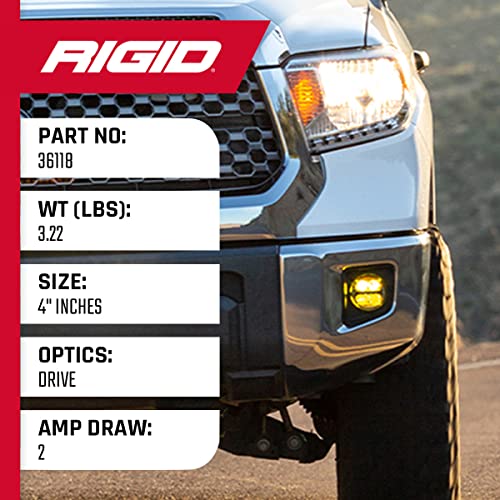 Rigid Industries 36118 Serie 360 Luz LED Todoterreno de 4 Pulgadas para Velocidad Moderada de 20 a 50 mph más par de retroiluminación ámbar