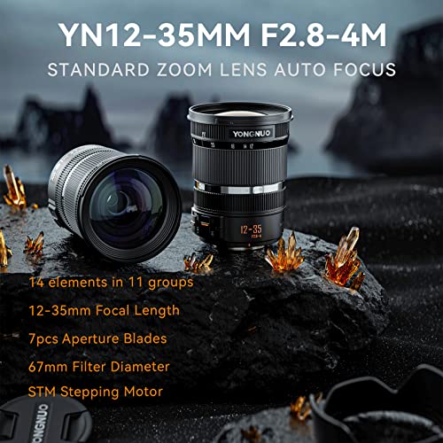 YONGNUO YN12-35 mm F2.8-4M Lente de zoom estándar, ASPH Auto Focus para cámaras Micro Cuatro Tercios Panasonic LUMIX Lente de cámara profesional