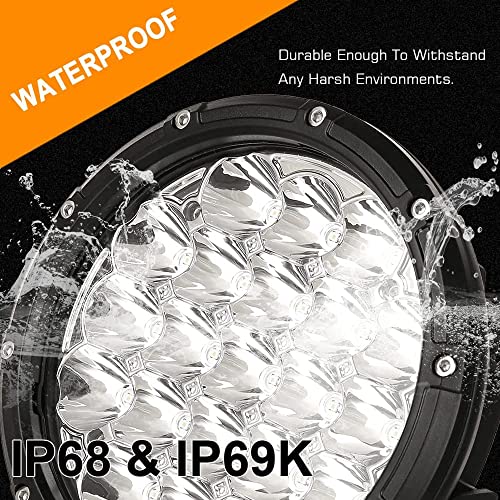 BIGLIONX - Luces LED redondas todoterreno de 7 pulgadas, 2 unidades de 210 W 32000 lm, luces LED todoterreno súper brillantes, luces de conducción ámbar con arnés de cableado IP68 para camiones, camionetas, camionetas, ATV, UTV, SUV