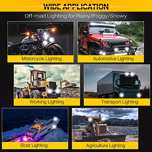 Auxbeam - Luces LED redondas de 4 pulgadas y 90 W, color ámbar de 9000 lm, luces antiniebla superbrillantes redondas con kit de arnés de cableado, luz de cápsula para camión, SUV, ATV, UTV, Jeep Wrangler motocicleta