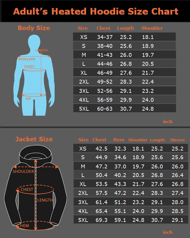Venustas Sudadera con capucha climatizada con batería 11V para unisex con 5 zonas de calefacción, sudadera climatizada para hombres y mujeres