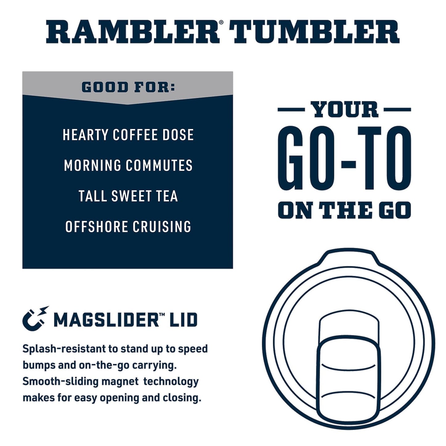 YETI Rambler Vaso de 20 onzas, acero inoxidable, aislado al aspiradora con tapa MagSlider, color azul