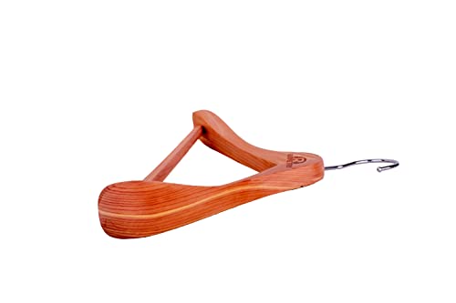Ruumetry - Perchas de cedro sin terminar, perchas de madera de cedro rojo, perchas de ropa de lujo para chamarra, hombro ancho con barra cuadrada de cedro para pantalones, gancho flexible de 360°, paquete de 3