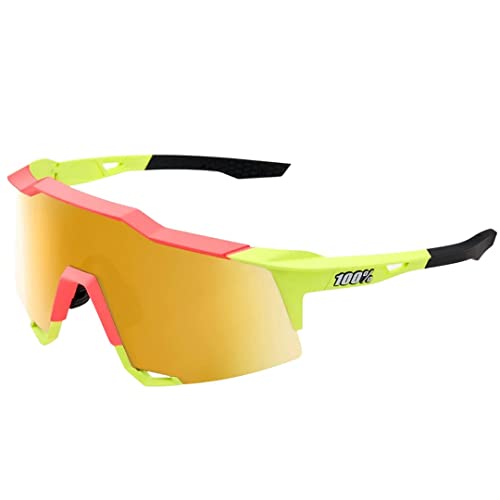 100% Speedcraft - Gafas de sol deportivas de rendimiento – Gafas deportivas y de ciclismo (suave tacto negro, lente de espejo multicapa roja HiPER)