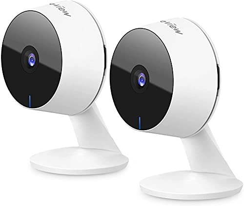 LaView Cámara de seguridad para el hogar HD 1080P (2 unidades) de detección de movimiento, incluye 2 tarjetas SD, audio bidireccional, visión nocturna, vigilancia interior WiFi para bebé/mascotas, Alexa y Google, servicio en la nube (servidor de EE. UU.)