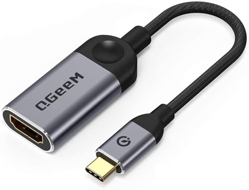 QGeeM USB C to HDMI Adapter 4K Cable, USB Type-C to HDMI Adapter [Thunderbolt 3/4] HDMI Adapter for Laptop MacBook Pro/Air, Galaxy S10/S9/S8, DELL XPS 13/15, Pixelbook, Surface Pro and More(Pink)