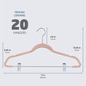 ZOBER - Perchas de terciopelo para pantalones de alta calidad, resistentes y duraderas, con clips de metal, gancho giratorio cromado de 360 grados, ultra delgadas, antideslizantes, con muescas